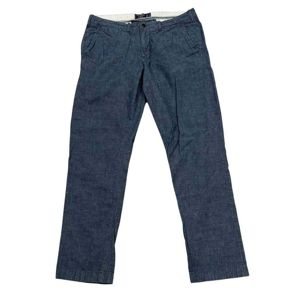 Abercrombie & Fitch Slim Straight‎ Denim Wash Trouser Pants Men's 33x32 Workwear